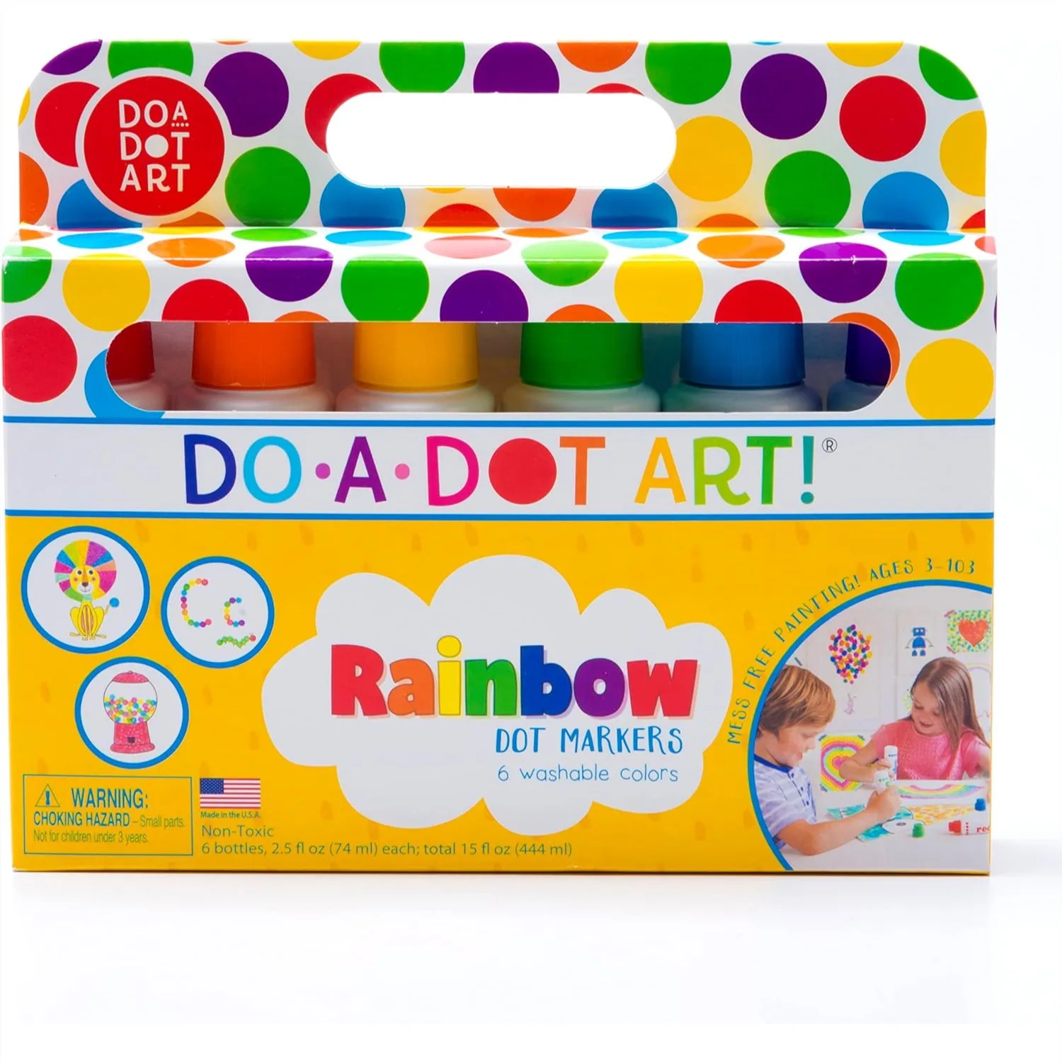 

Washable Dot Markers 6-Pack for Kids with Easy Grip Bottles, Non-Mess Art Supplies for Toddlers and Preschool Crafts