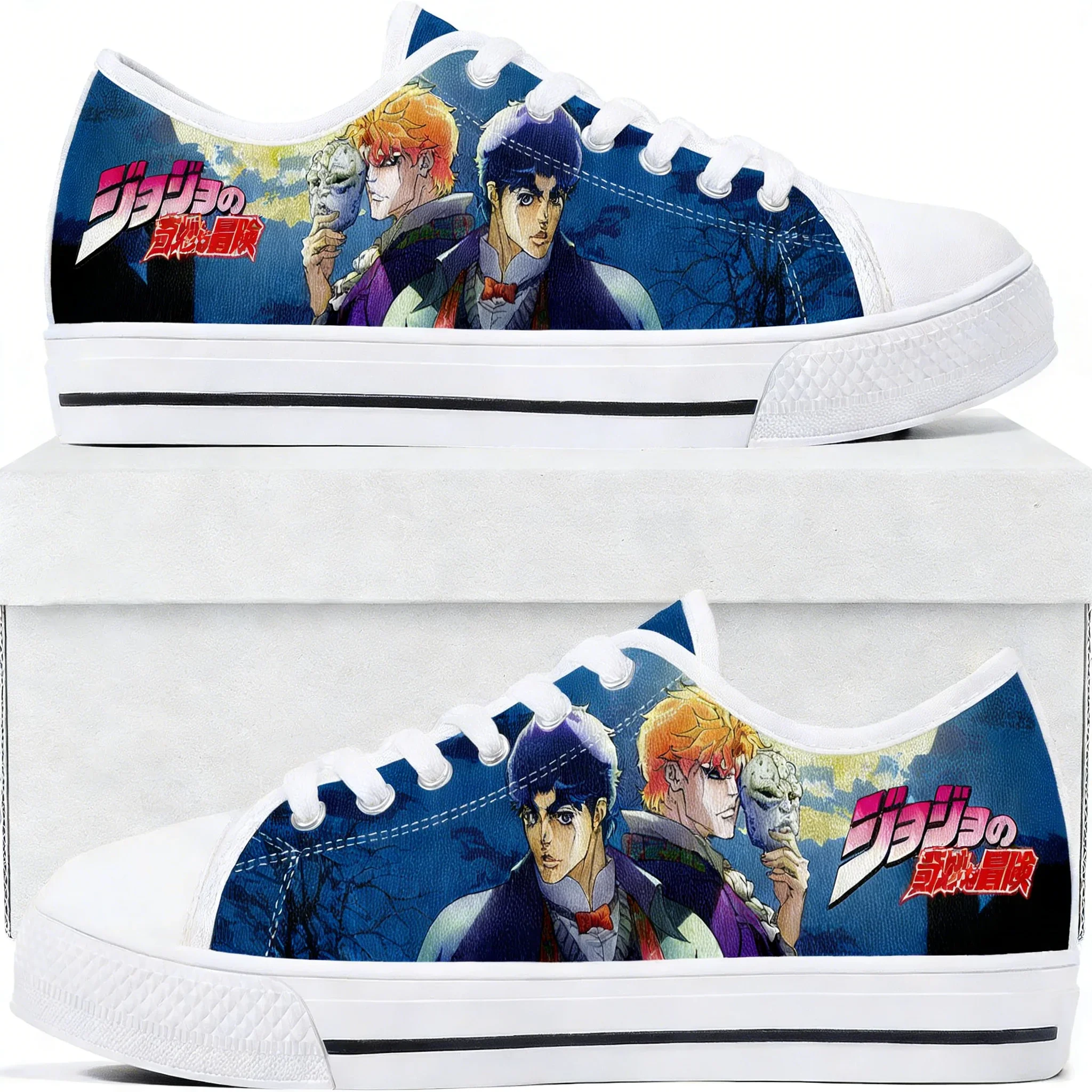 Zapatillas Jojo Low Top para hombre, mujer y adolescente, zapatillas de lona de alta calidad, cómodas, informales, para parejas, zapatos personalizados de dibujos animados