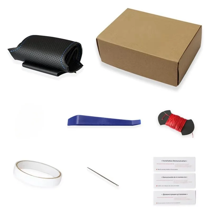 عجلة توجيه سيارة غطاء جديلة اليد الخياطة الكاملة مثقب ستوكات الجلود لمازدا 3 CX-5 CX5 Atenza CX-3 سليل iA 2016