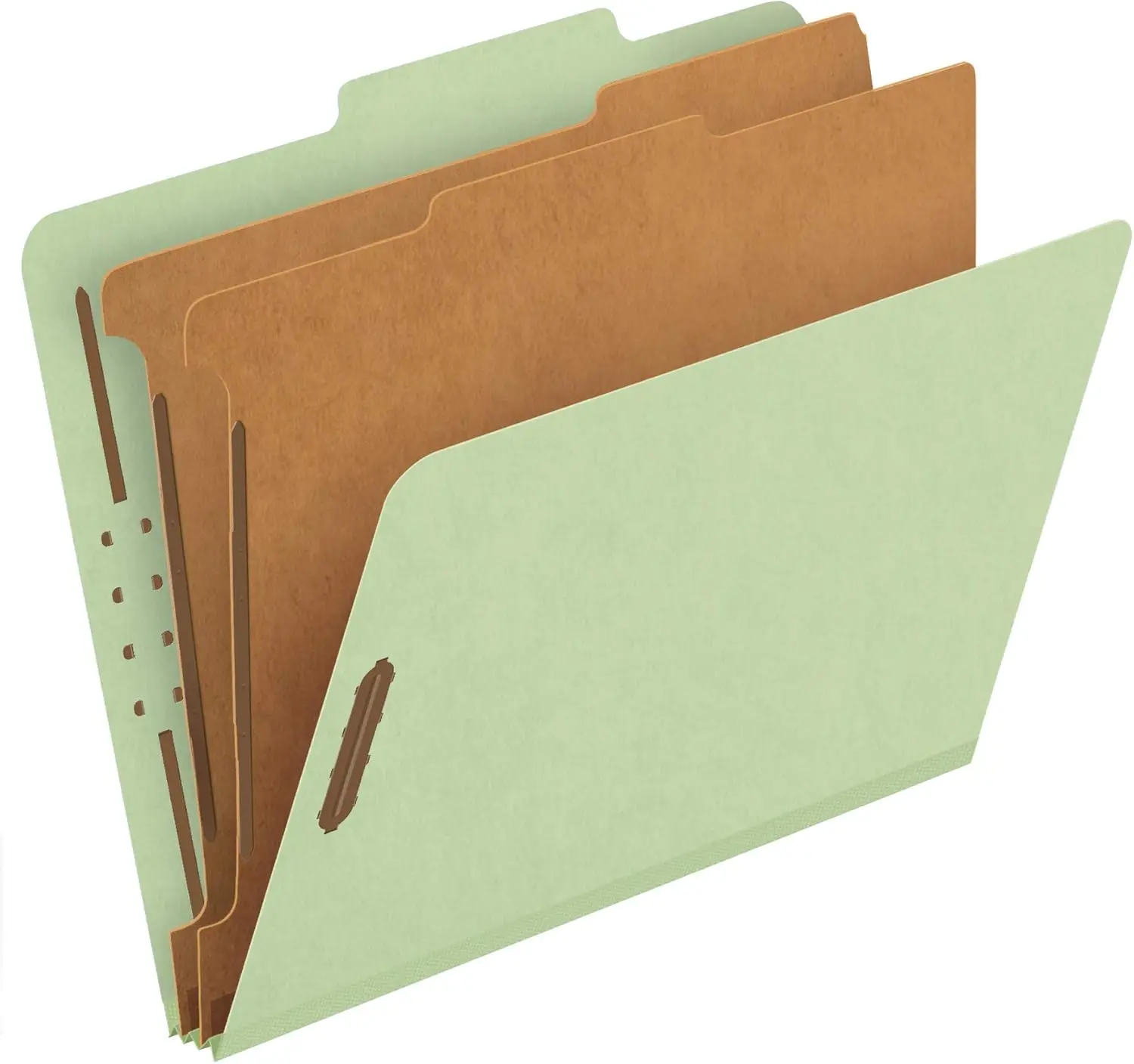 

Recycled File Folders with Dividers, 2" Fasteners, Letter Size, Light Green, Box of 10