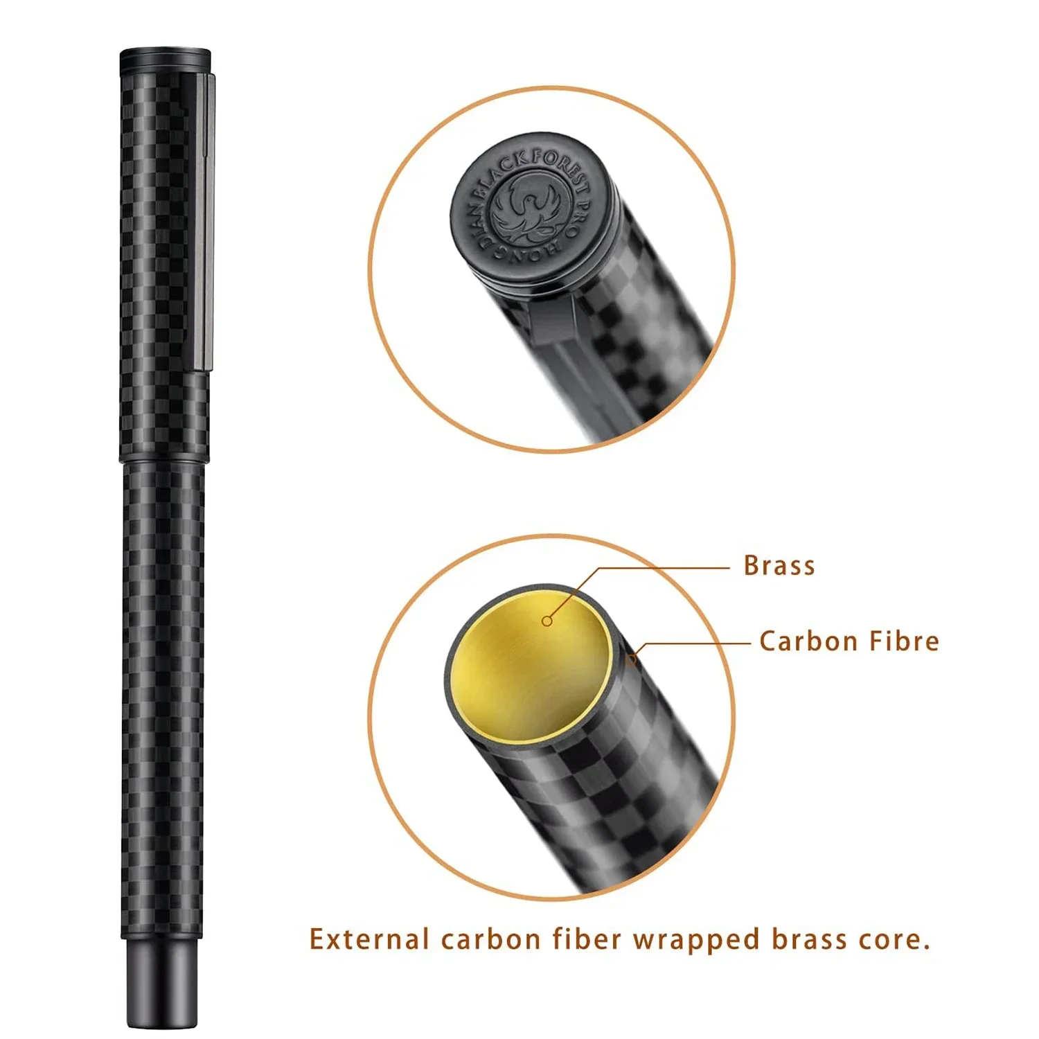 

Hongdian 1861 Forest Fountain Pen EF/F/M/ Bent Nib, Classic Carbon Fiber, Metal Smooth Writing Pen Set