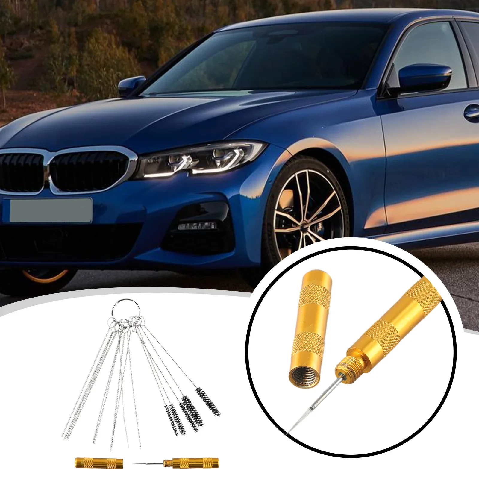 16pcs /set Car Windscreen Washer Jet Nozzle Tool Cleaning Adjustment Water Stains Cleanup Needle Brush Set Repair Tool