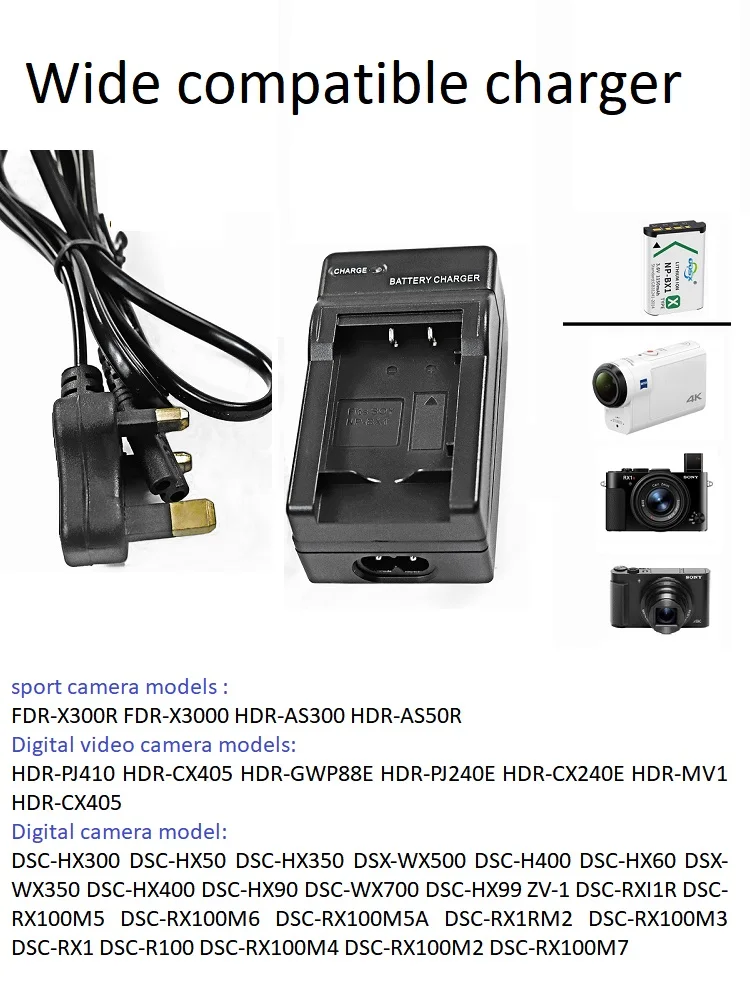 Replacement Camera Charger for Sony DSC-HX300 DSC-HX50 DSC-HX350 DSX-WX500 DSC-H400 DSC-HX60 DSX-WX350 DSC-HX400 DSC-HX90