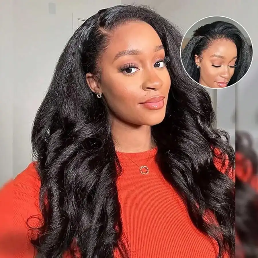 Kinky Straight 3 In 1 Half Wig Human Hair For Women 200% Density Glueless No Lace Flip Over Half Wig Beginner Friendly Seamless Clip In Wigs