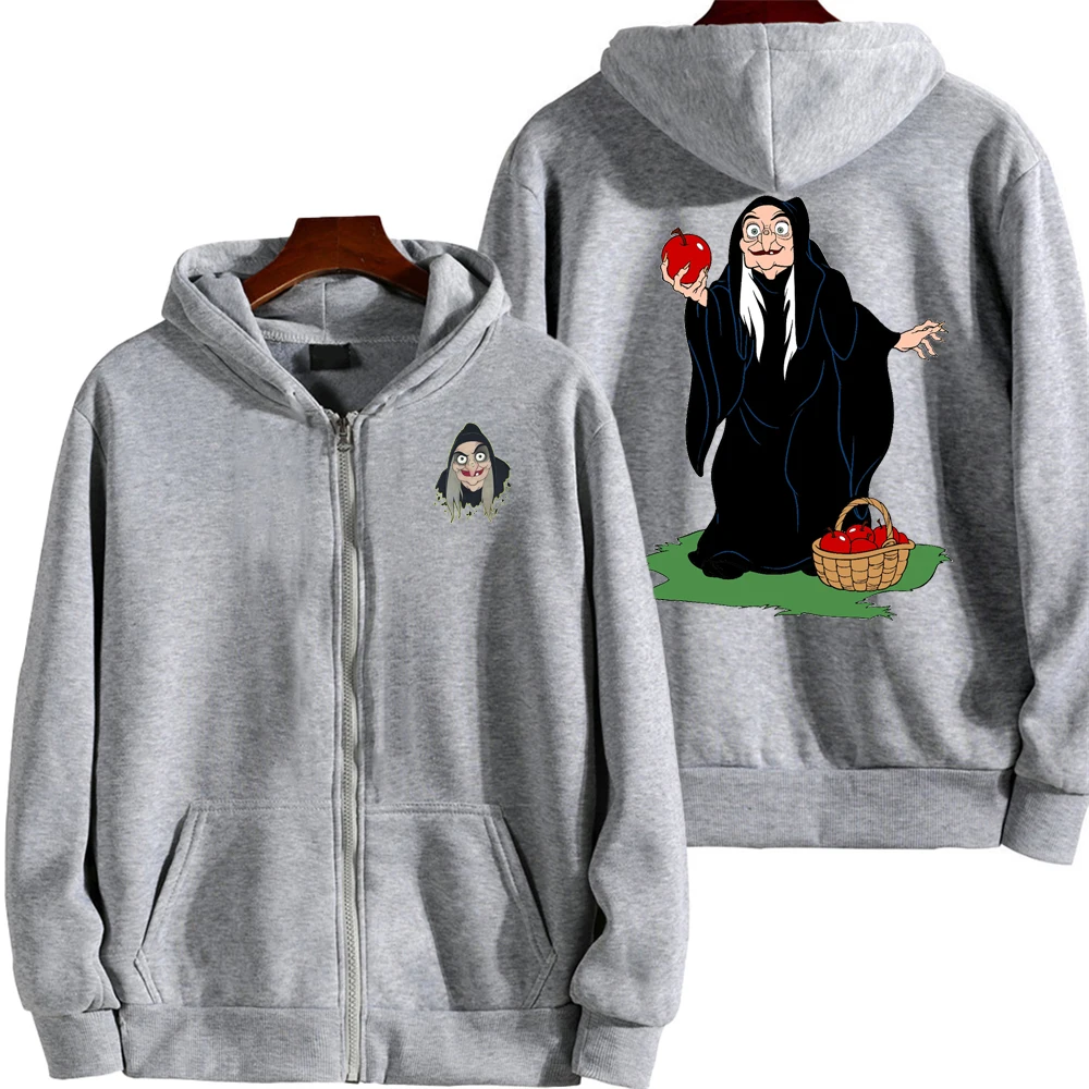 Snow White Witch Men Cartoon Hoodie 2025 Spring Autumn Women Oversized Sweatshirt With Zipper New Couple street fashion Coat