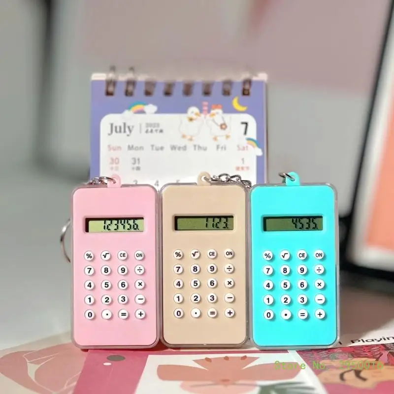 Mini Portable Calculator with Keychain Buckle 8 Digits Basic Calculator with Maze for Kids Students Birthday Party Favor