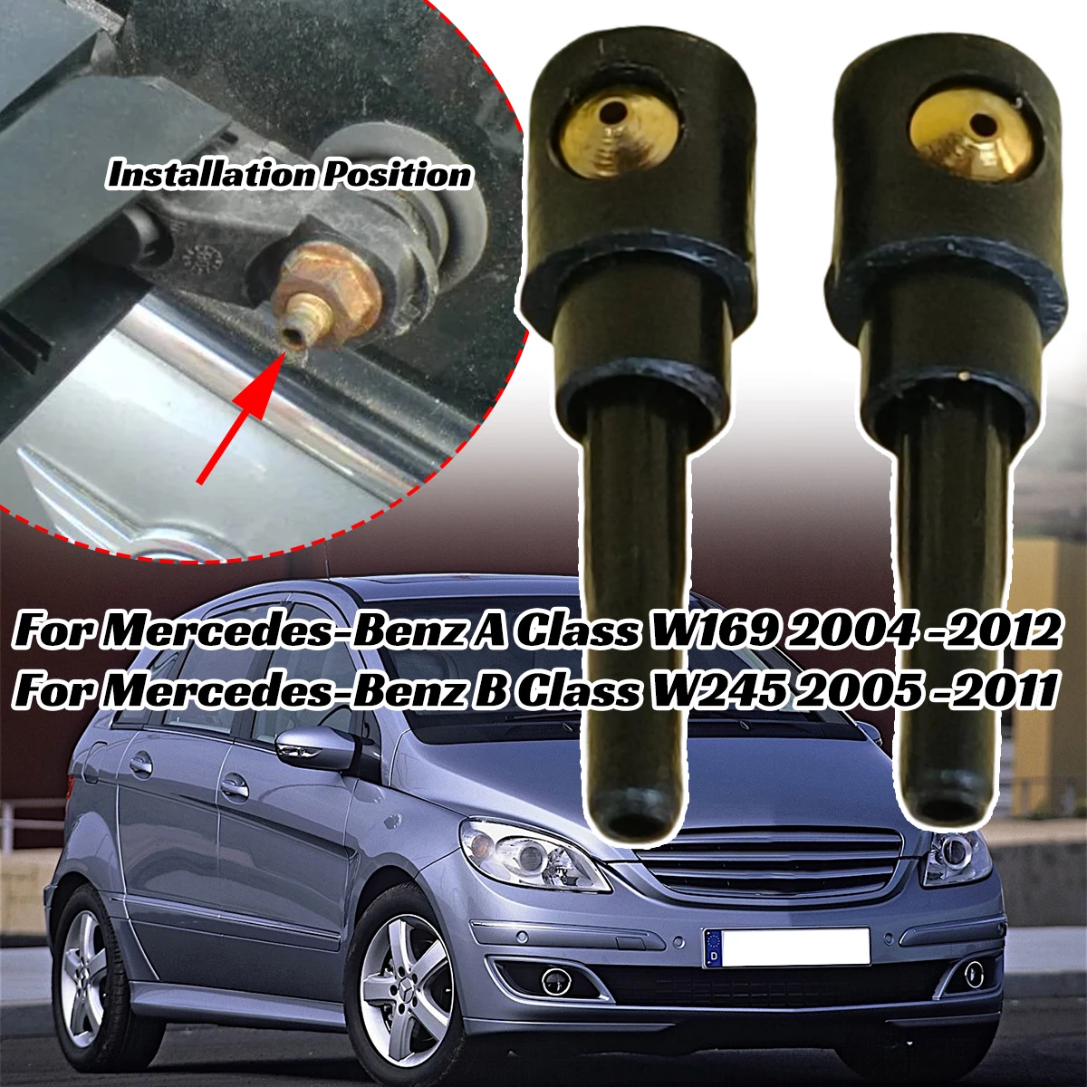 

2pcs For Mercedes-Benz A Class W169 2004 -2012 B-class W245 2005-2011 Rear Windscreen Wiper arm Washer Jet Nozzle Window Spray
