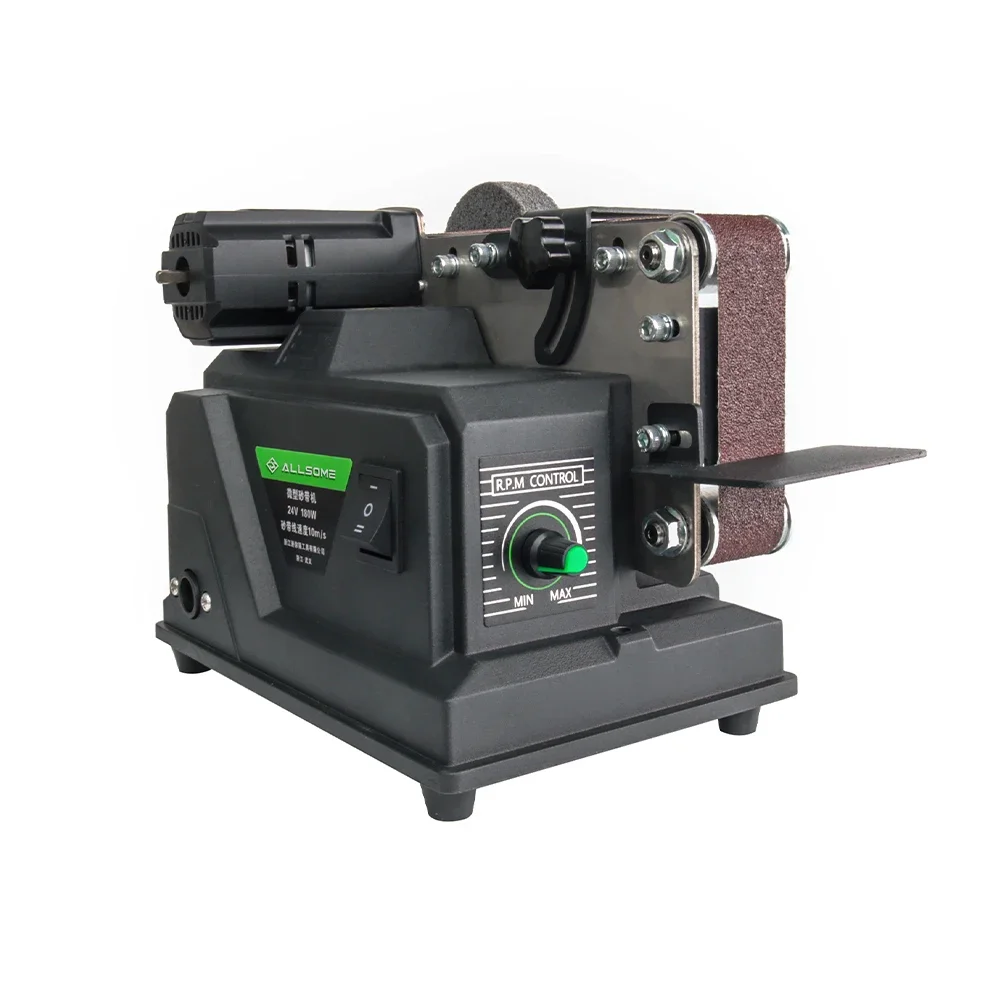 Allsome Mini Bandschuurmachine, 180W Elektrische Schuurmachine met 10 stuks 533*30mm Schuurbanden, Geschikt voor Makita 18V batterij