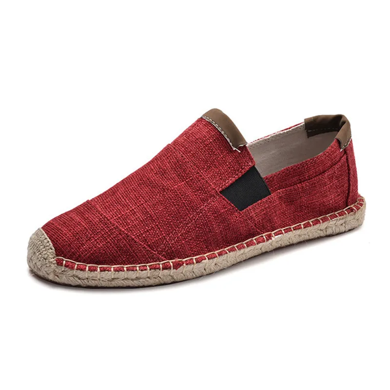 Men's denim canvas breathable linen flats casual light lazy shoes outdoor walking daily wear