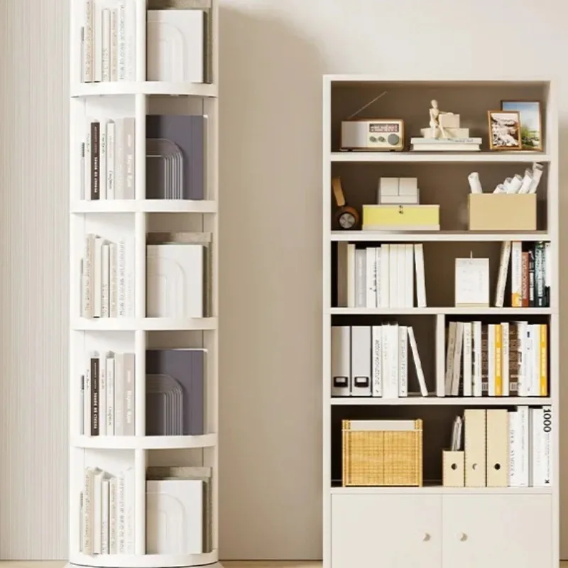 Rotating Book Storage Rack, Mobile Organizer for Kids Room, Stackable Storage Bin, White Book Shelf for Playroom or Nursery