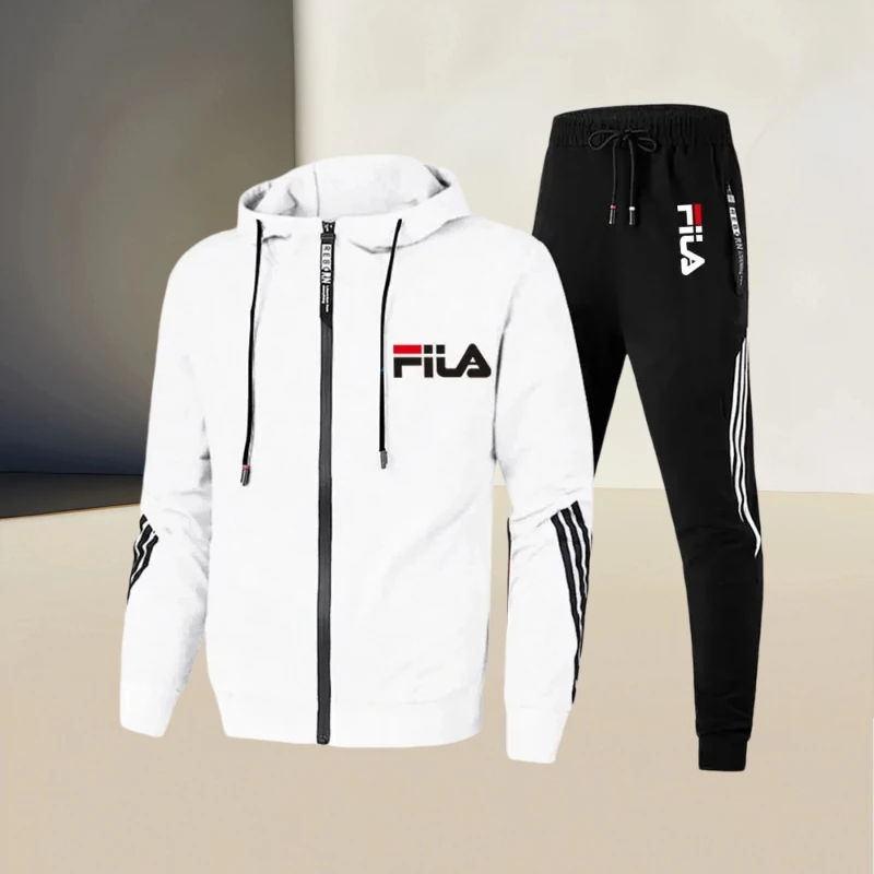 Spring/autumn Outdoor Zip-up Jacket + Sports Pants Jogging Set; Casual Basketball and Fitness Two-piece Set; High-end Fashionabl