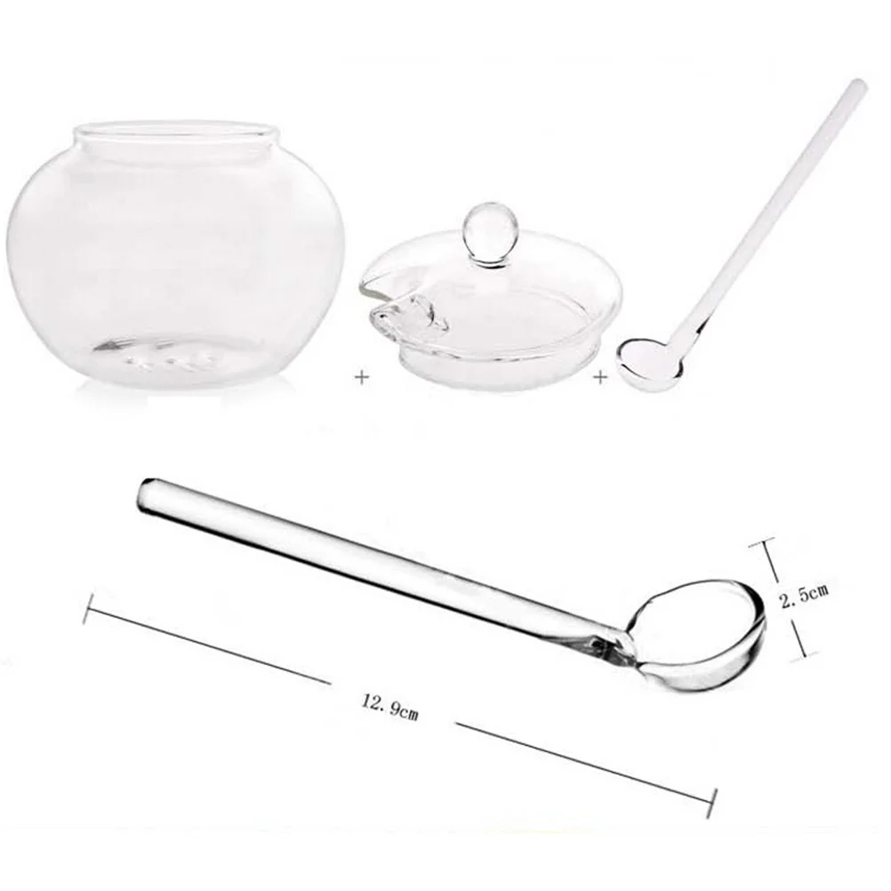 

350ml Large Transparent Glass Spice Jar Round Lid Spoon Kitchen Storage Container Food Storage Nut Sugar Tea Glass Jar