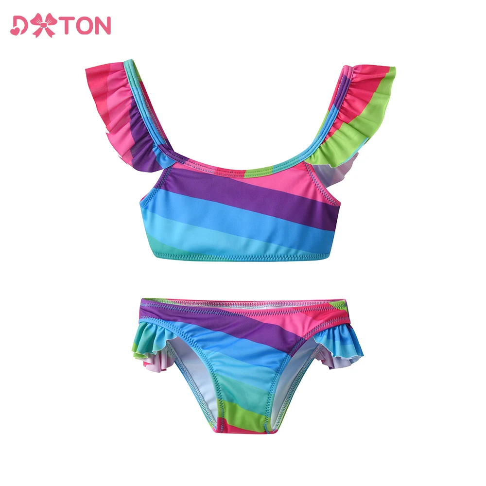 

DXTON Kids Girls Swimwear Children Striped 2 Pcs Swimsuit Bikini Girls Biquini Swimming Suit Vacation Beach Wear for Summer