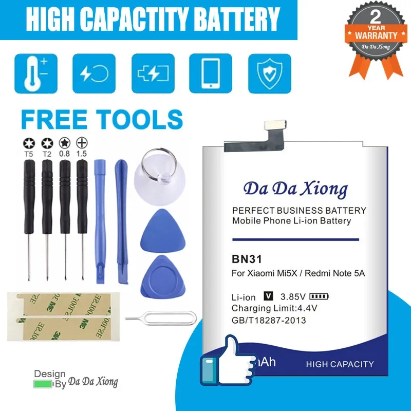 

Аккумулятор DaDaXiong BN31 для Xiaomi Mi 5X Mi5X / Redmi Note 5A Pro 2024 мАч, 5600