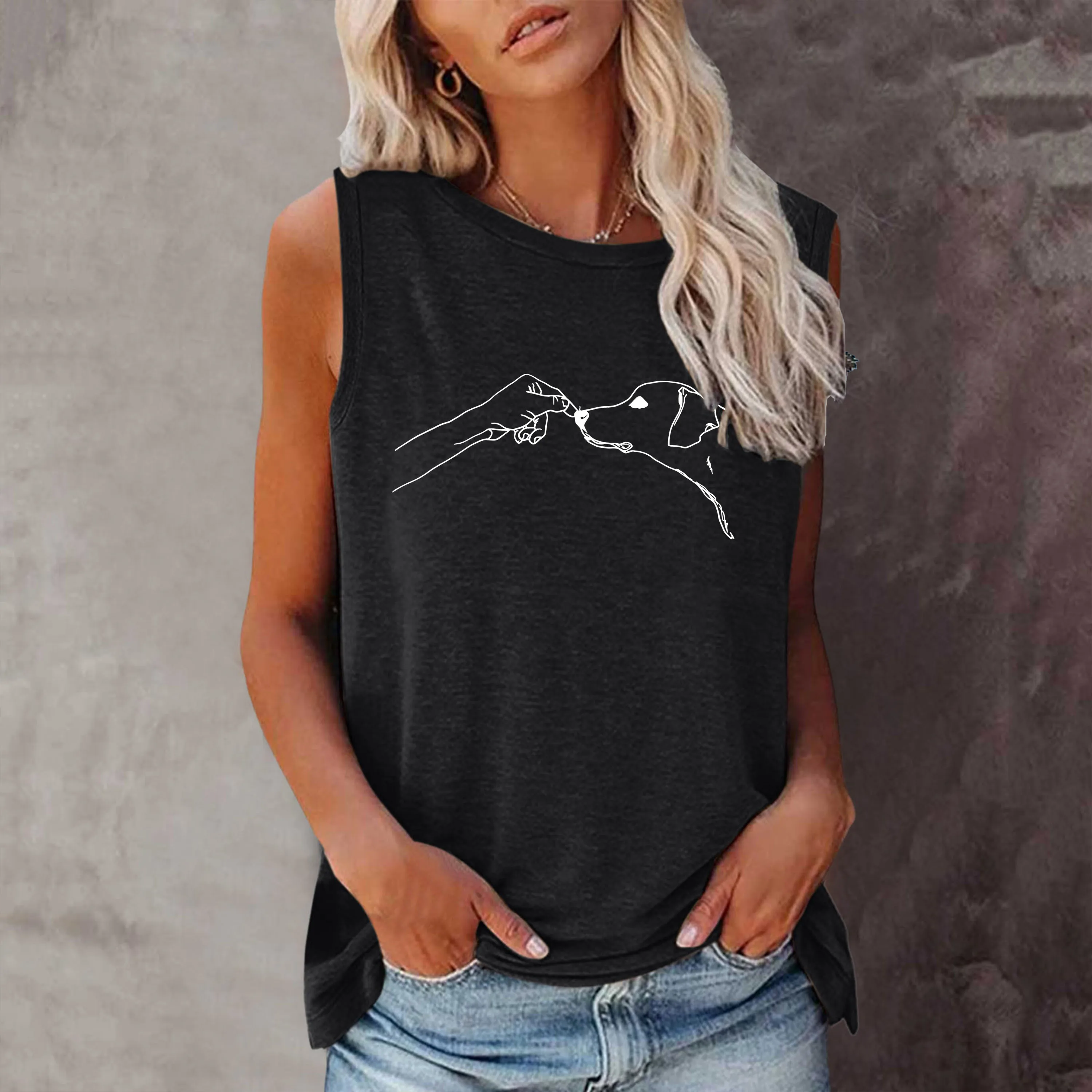 

The Dog Shirt Short Sleeve Crew Neck Casual Top for Summer & Spring Women's Clothing Harajuku Tops
