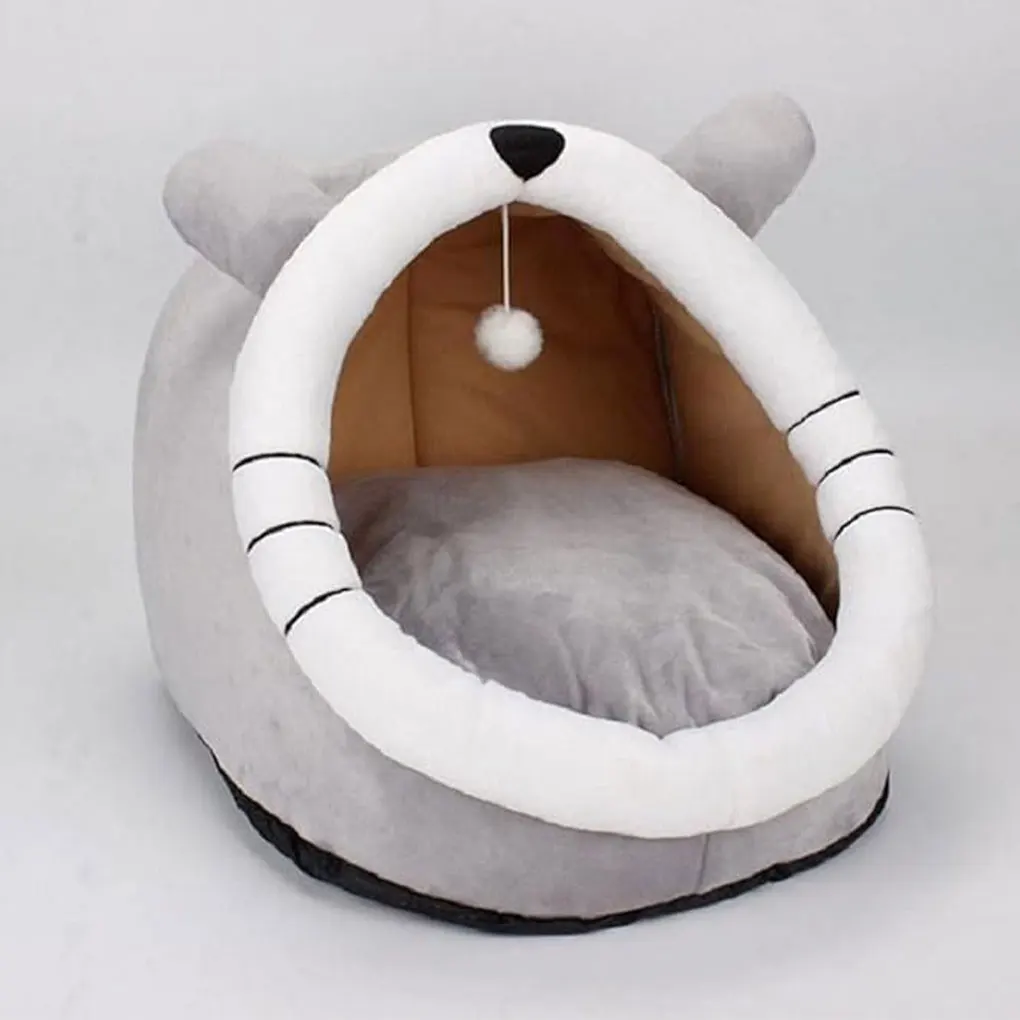 Grey Warm Cat Bed Cozy And Inviting Keeping Cat Snug And Content Convenient And Portable Cotton