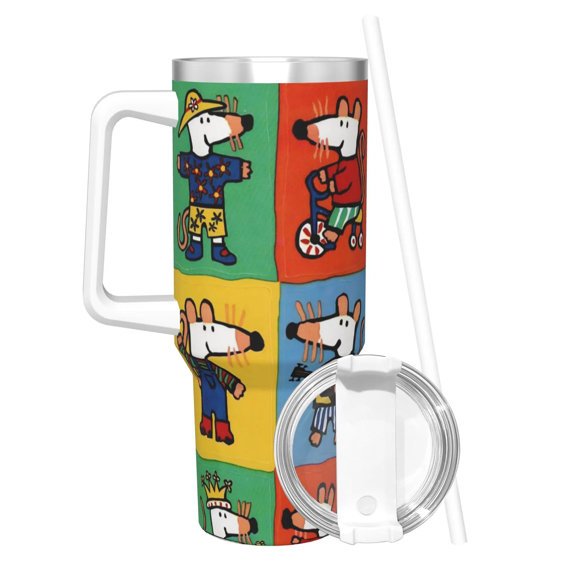 Maisy Mouse Tumbler With Straw  Stainless Steel Mugs Cup Double Wall Vacuum Insulated for Cold Or Hot 40oz