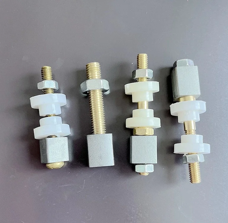 WEDM Conductive Block Assembly, Tungsten Steel, Copper Rod & Nylon Insulator, 12/14 OD 6/8 ID, Complete Set