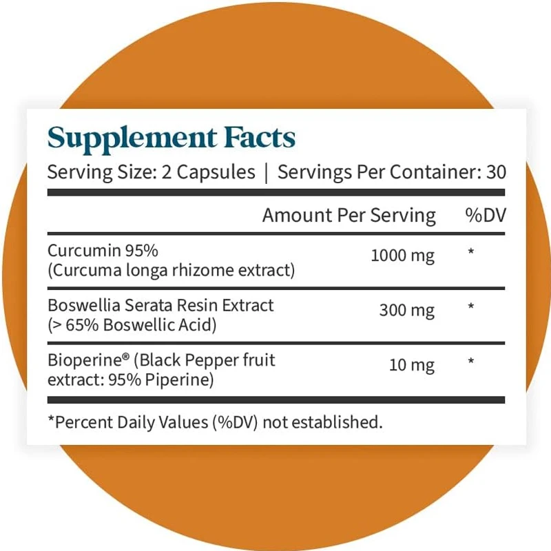 Curcumin -95% Curcumin, Pepper Extract - Natural Joint, Health, and Cognitive Support - Non GMO, Gluten Free -60 capsules