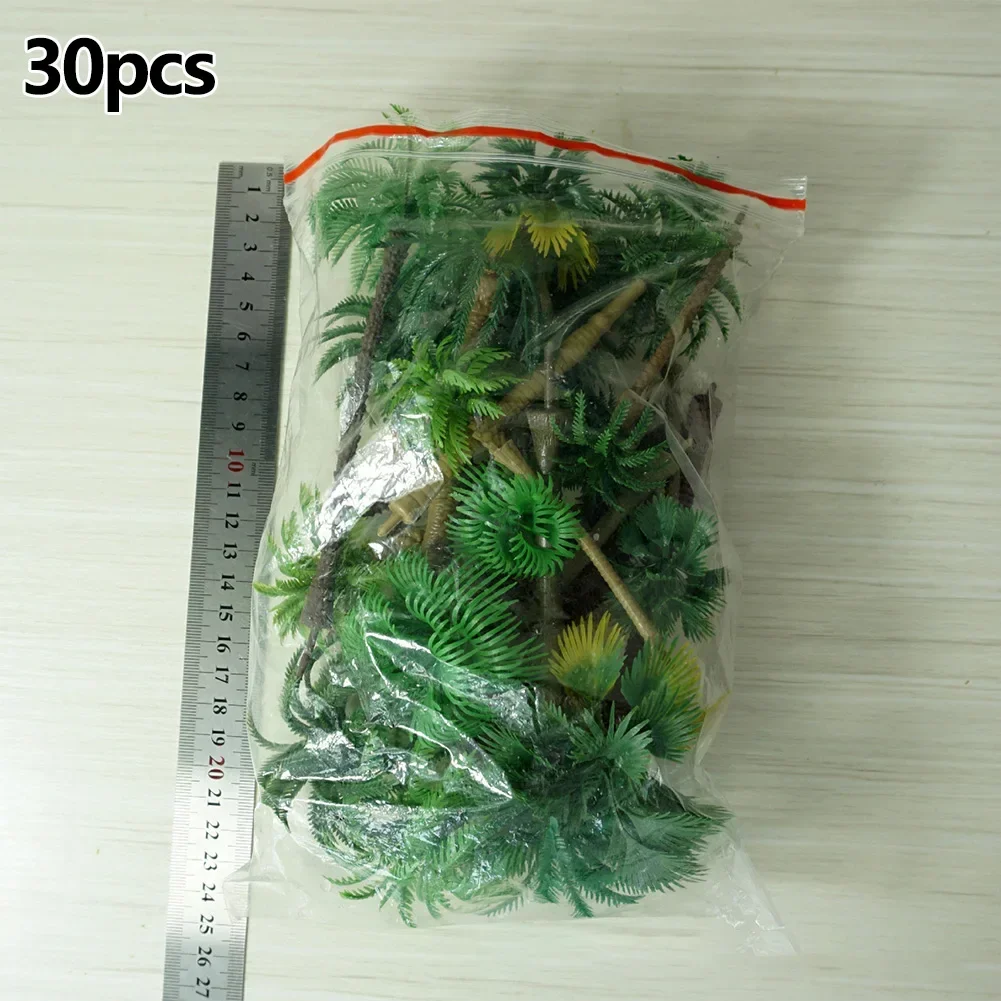 30PCS Mini Mixed Model Plastic Coconut Palm Tree Plant Micro Rainforest Train Railroad Landscape Decor Scenery Trees Coconut  ﻿