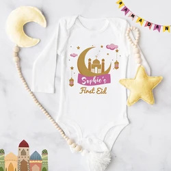 Personalized Baby First Eid Romper Custom Name Newborn Eid Bodysuit Infant Ramadan Jumpsuit Islamic Muslim Holiday Babies Outfit