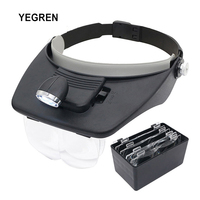 Multifunctional Head Wearing Magnifying Glass 1.2X 1.8X 2.5X 3.5X LED Headband Reading Magnifier for Stamp Collection