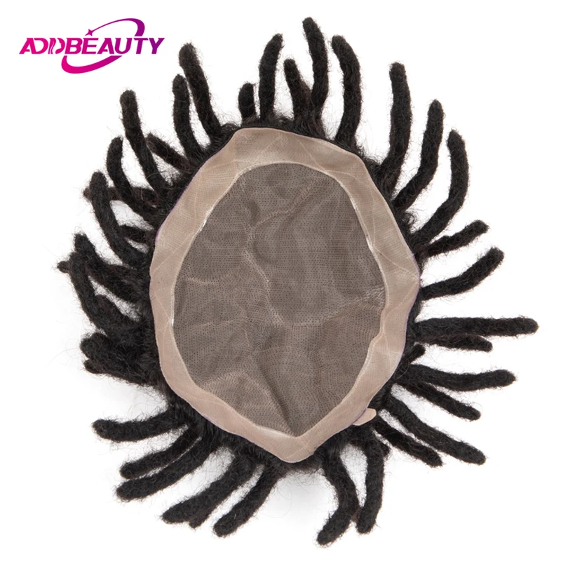 Addbeauty Male Wig Fine Mono NPU Men Toupee Indian Human Hair Wigs Afro Curly Dreadlock for Black Men Natural Hair Prosthesis