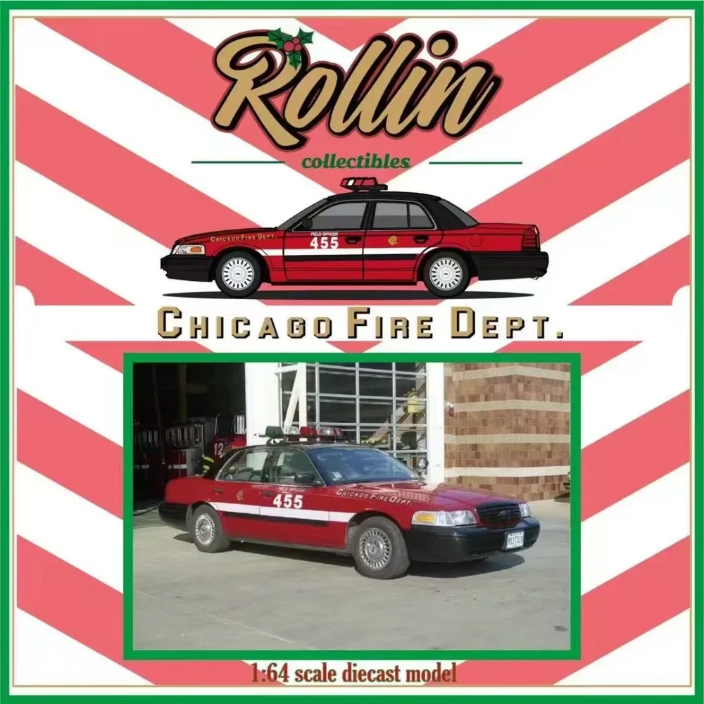 Rollin 1:64 Ford Crown Victoria Chicago Fire Department Painted Alloy Car model - in stock