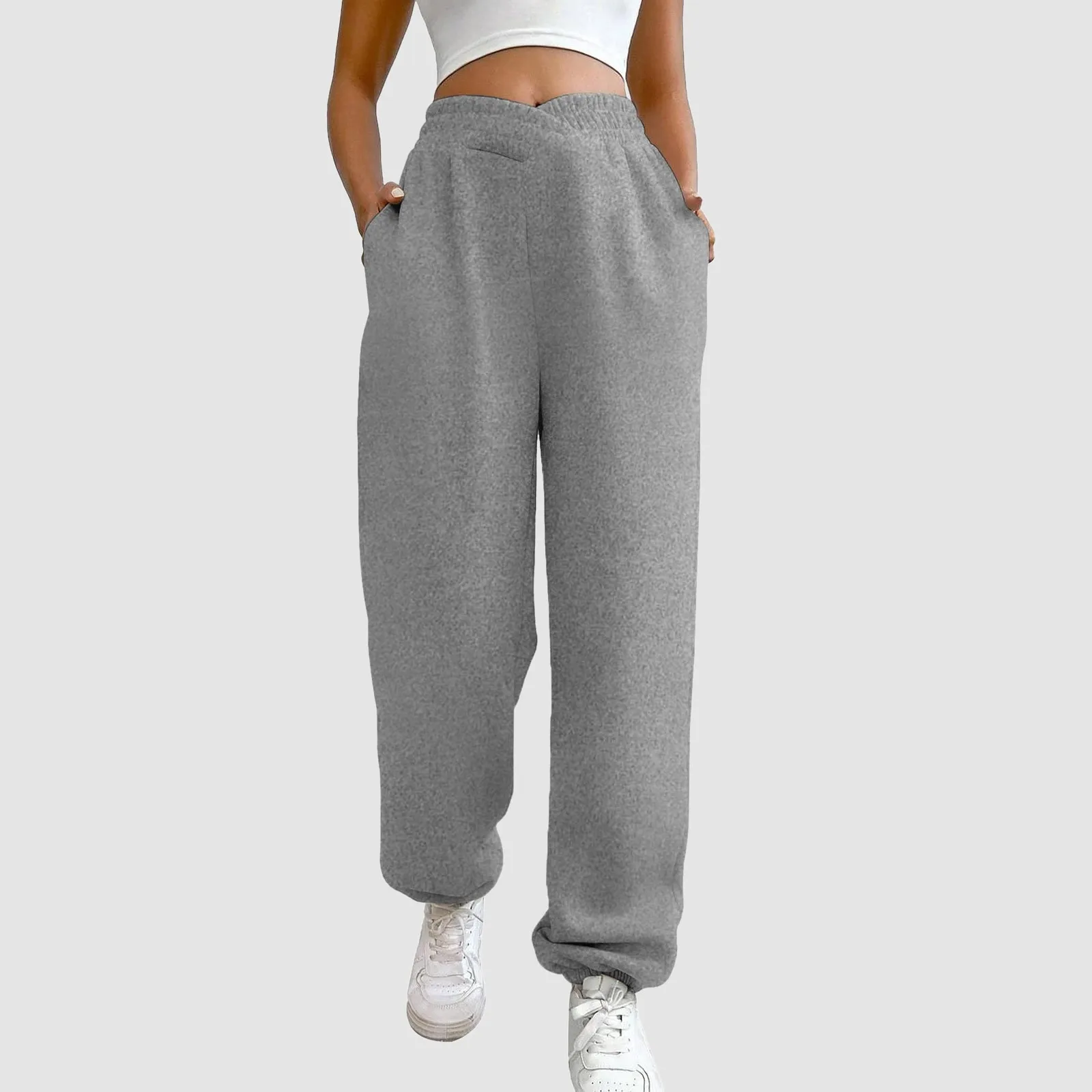 

Sport Pants Soft Warm Women'S Sweatpants With High Elastic Waist Ankle-Banded Solid Color Casual Loose For Autumn For Jogging