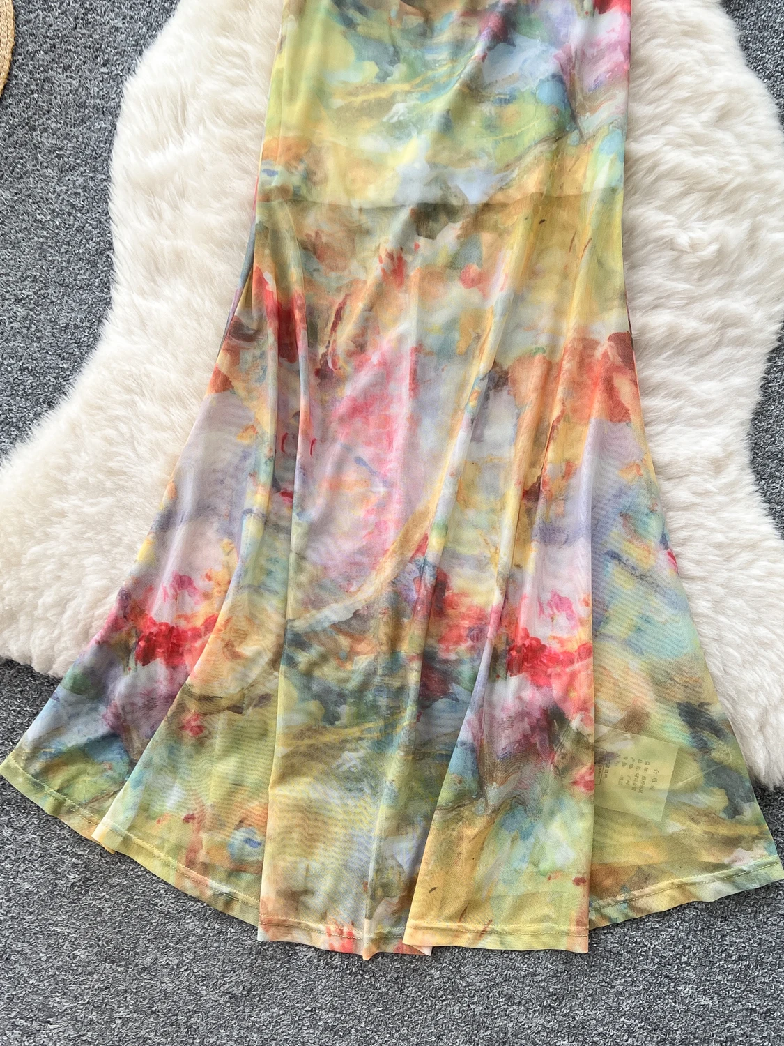 Rétro frottis imprimé Me Strap Dr femmes été 2025 t-shirt dimensionnel fleur taille mince longue Dr coréen Sle taille haute...