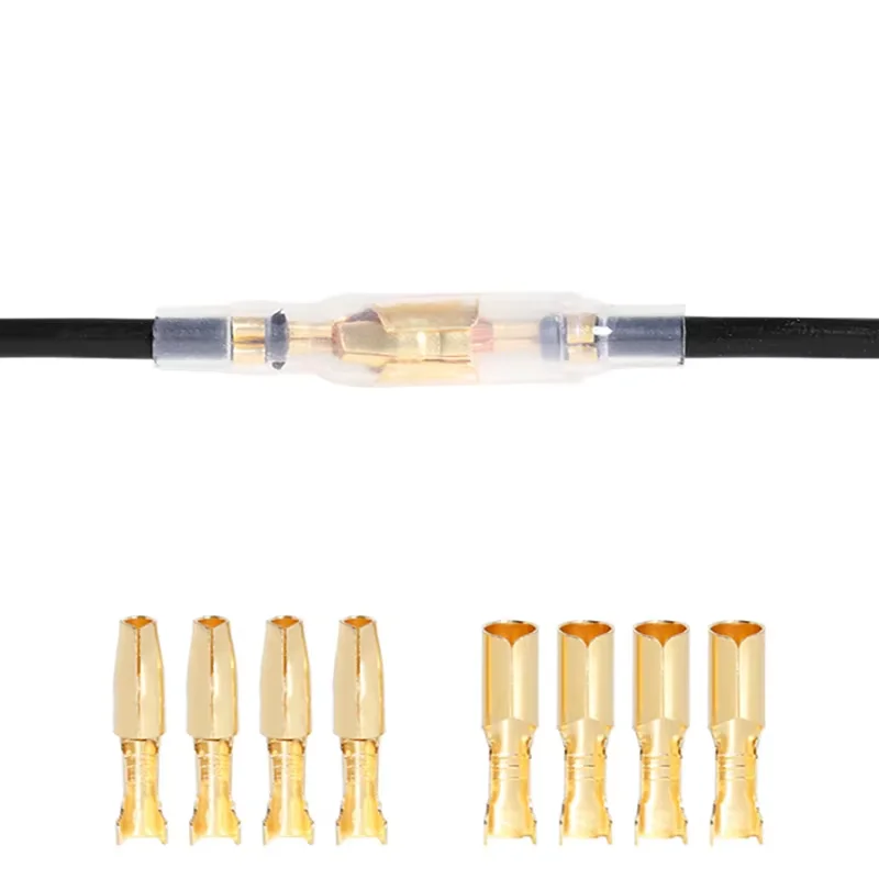 160/200/600Pcs 4.0mm Bullet Crimped Terminals Connector Wire Insulating Sleeves Car Motorcycle Brass Socket Electrical Plug