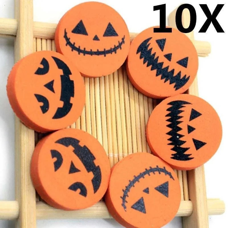10Pcs Creative Pumpkin Pattern Halloween Erasers Cute Student Stationery School Learning Supplies Kids Festival Gift