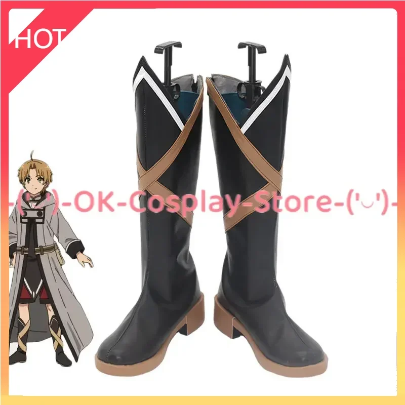 

Rudeus Greyrat Cosplay Shoes Halloween Carnival Boots Cosplay Prop Anime PU Leather Shoes Custom Made