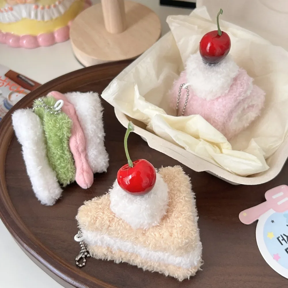 Kawaii Food Series Stuffed Plush Keychain Hamburger Sandwich Dessert Doll Pendant Backpack Decor Key Ring Creative Holiday Gift
