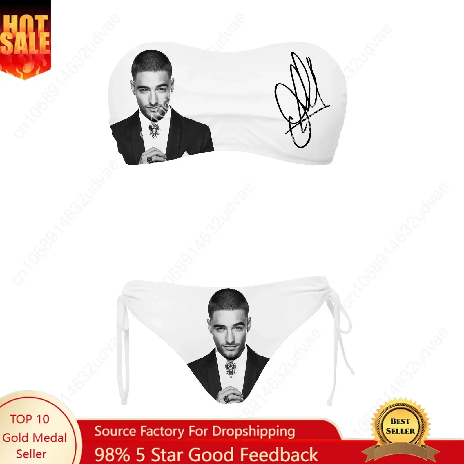 Maluma Swimsuit Womens Drawstring Two Piece Set Bathing Suits Personalized Swimwear Pool Party Bikini Customize Beachwear