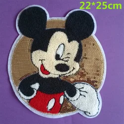 [1 Pcs ] Large Sequined Mickey Mouse Minnie Mouse Embroidered Patches for Children's Clothing Kids Boys Girls Clothes Stickers