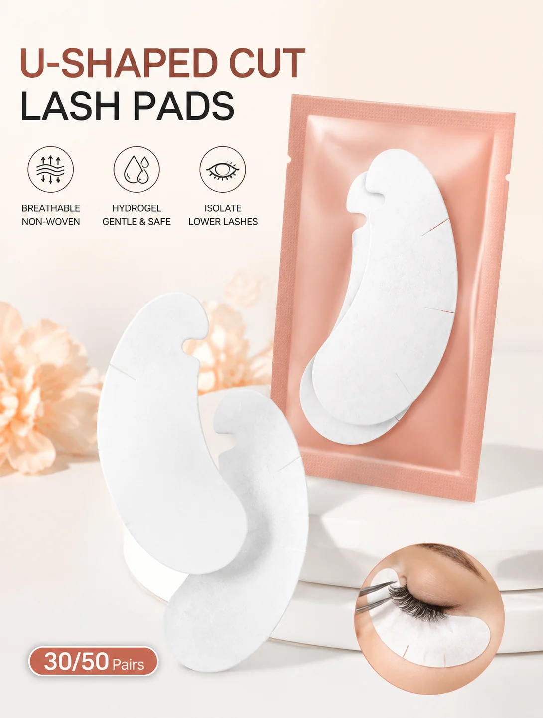 Disposable Eyelash Extension Isolation Eye Patches U Shaped Nonwoven Hydrogel Lower Lash Pads Salon Supplies