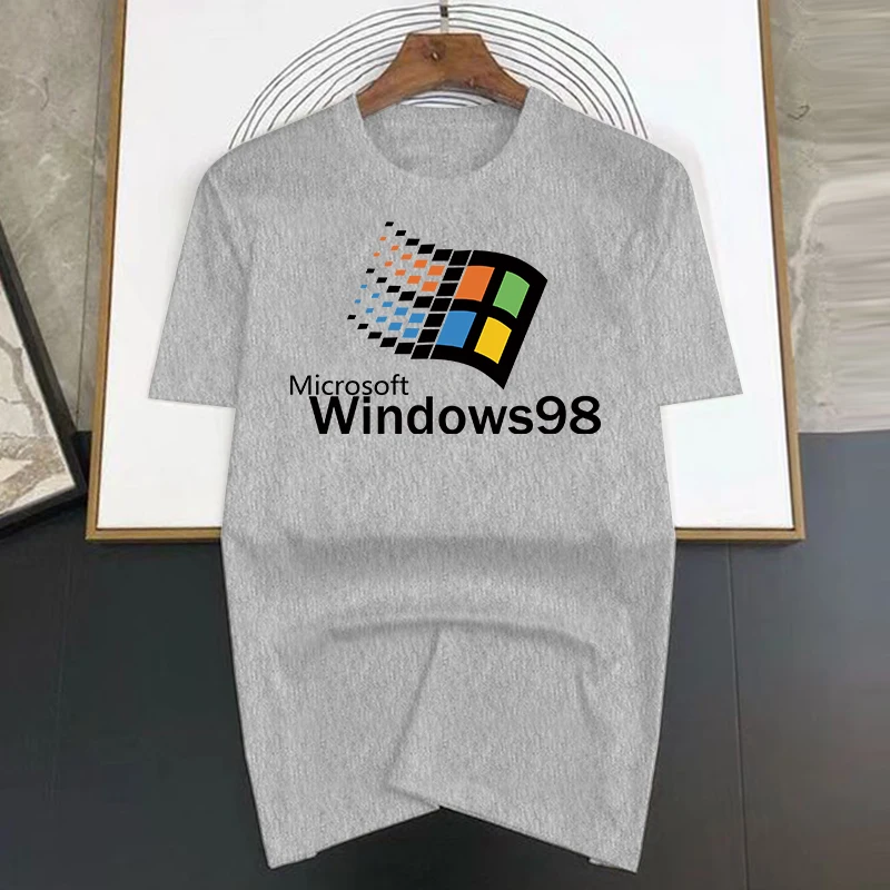 Windows 98 T Shirt Men Women's Crewneck 100% Cotton Windows98 Classic Computer System Tee Shirts Gift Idea Clothes