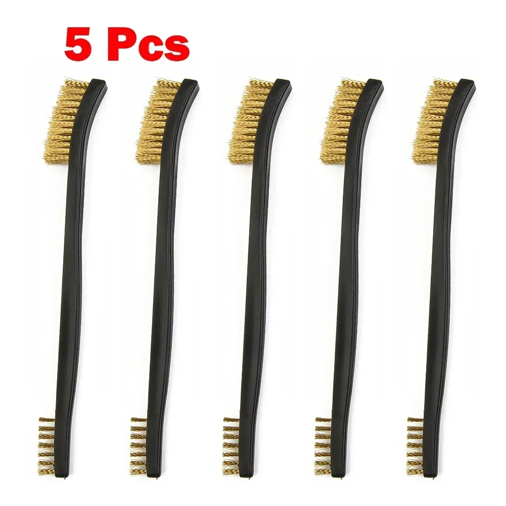 5Pcs Hand Brush Double Head Wire Brush Steel Brass Nylon Cleaning Brush 170mm For Metal Rust Removal Polishing Manual Tools