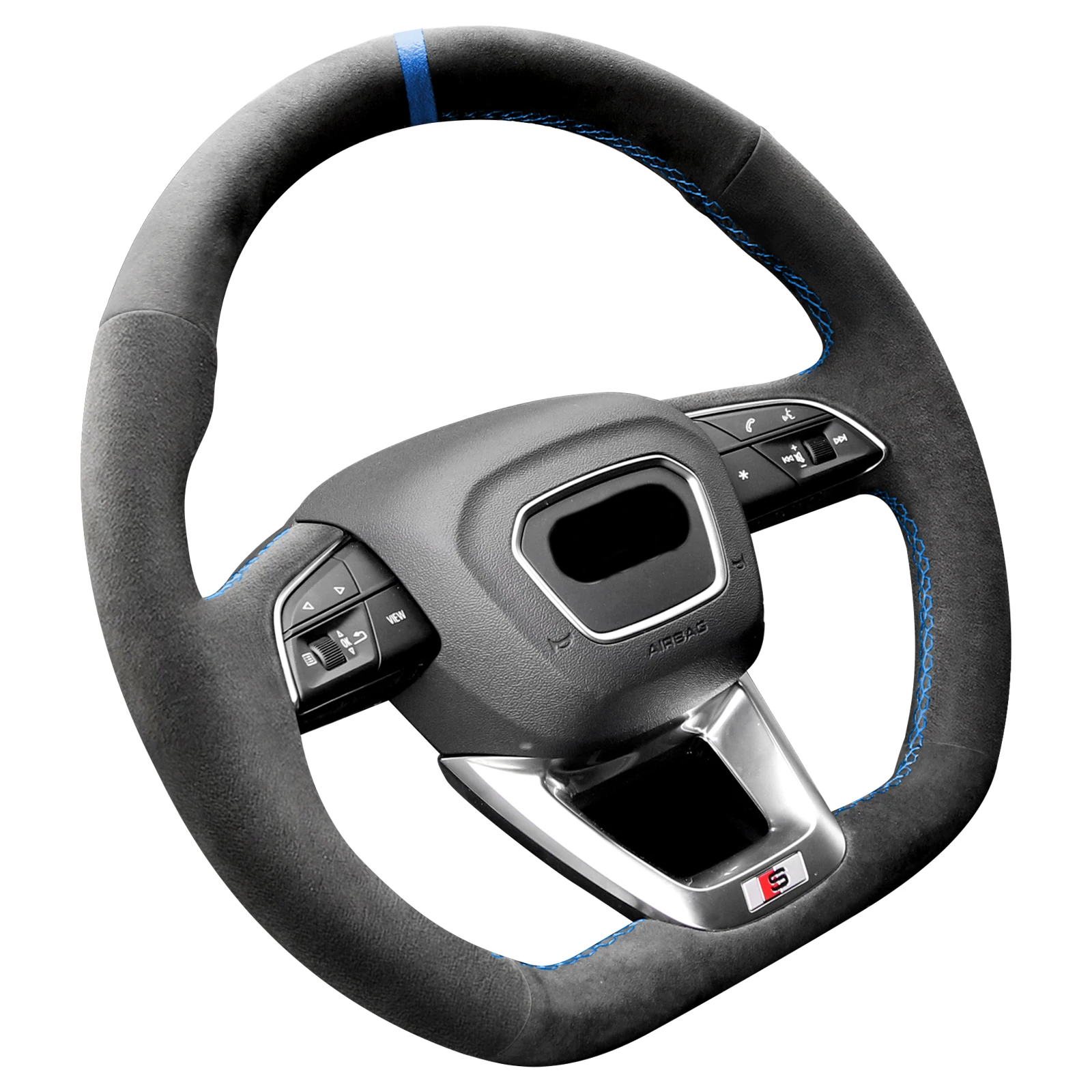 Alfanxi Hand Stitch Alcantara Steering Wheel Cover Compatible with Audi Q3 Q5 SQ5  SQ5 Sportback Q7 SQ7 Q8 SQ8