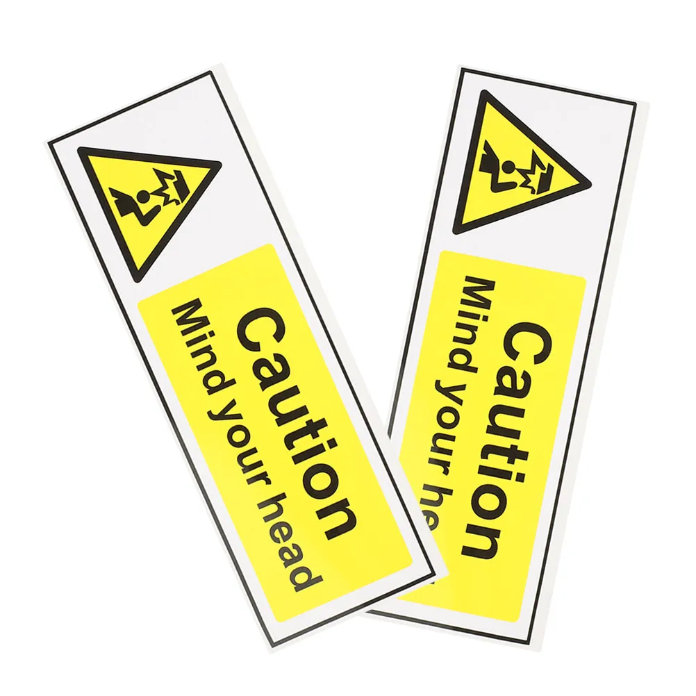 2Pcs Safety Warning Signs Watch Your Head Sticker Self Adhesive PVC Caution Warning Stickers for Workplace Machine Equipment