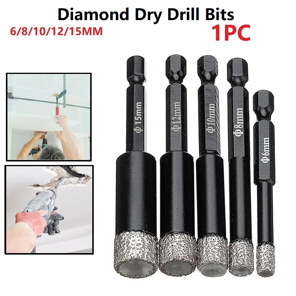 6-15mm Vaccum Brazed Diamond Dry Drill Bit Porcelain Granite Tile Glass Marble For Masonry Concrete Tile/ceramic Glass