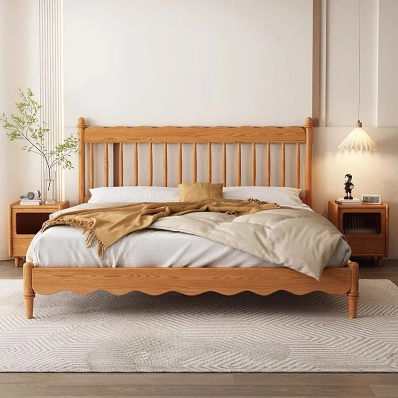 Simple Wooden Bed Design Space Saving Creative Sleeping Headboards Frame Bed Safe Platform Letto Matrimoniale Patio Furniture