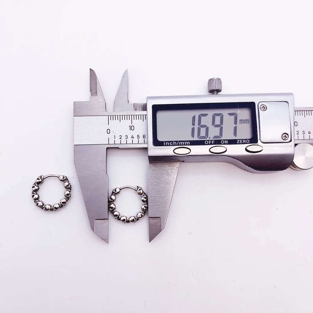 Creole Skulls Hinged Hoop Earrings Europe Style Punk Fashion Jewelry For Women Men Gift In Solid 925 Sterling Silver
