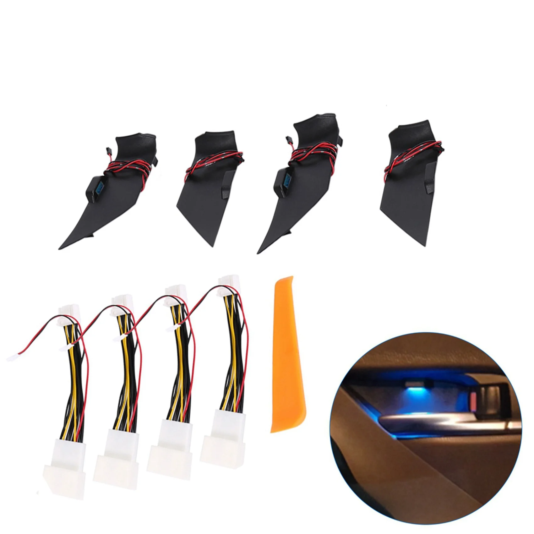 A10E-For Toyota Camry 2018-2022 Door Bowl Armrest Atmosphere Light Interior LED Blue Door Bowl Handle Frame Light