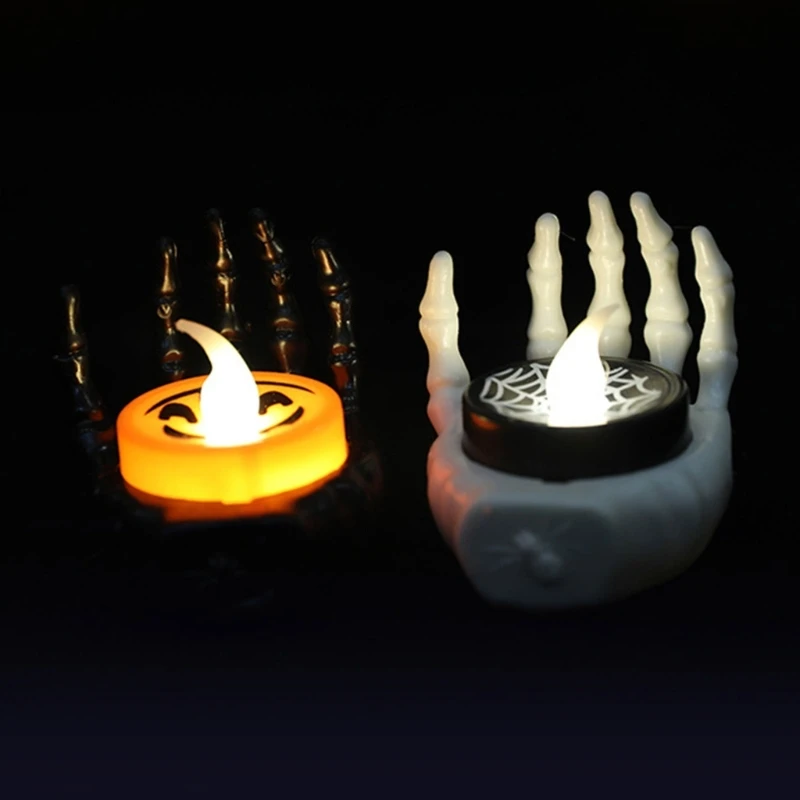 12 lumières fête LED 3D à piles, décoration d'halloween, lampe nuit en forme main pour fête intérieure