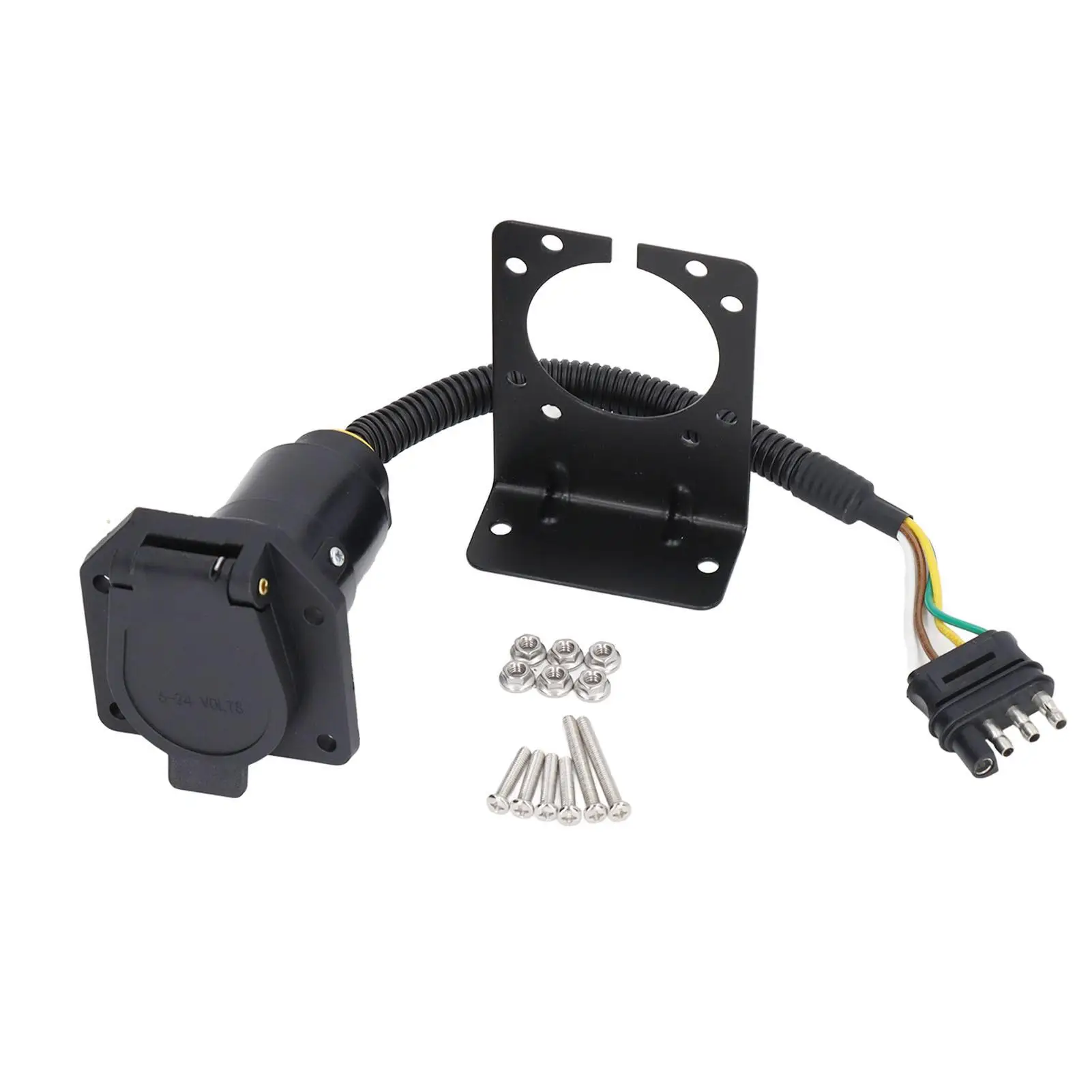 for trailer Plug Adapter Dustproof Black Complete Flat Blade for trailer Connector for trailer Plugs