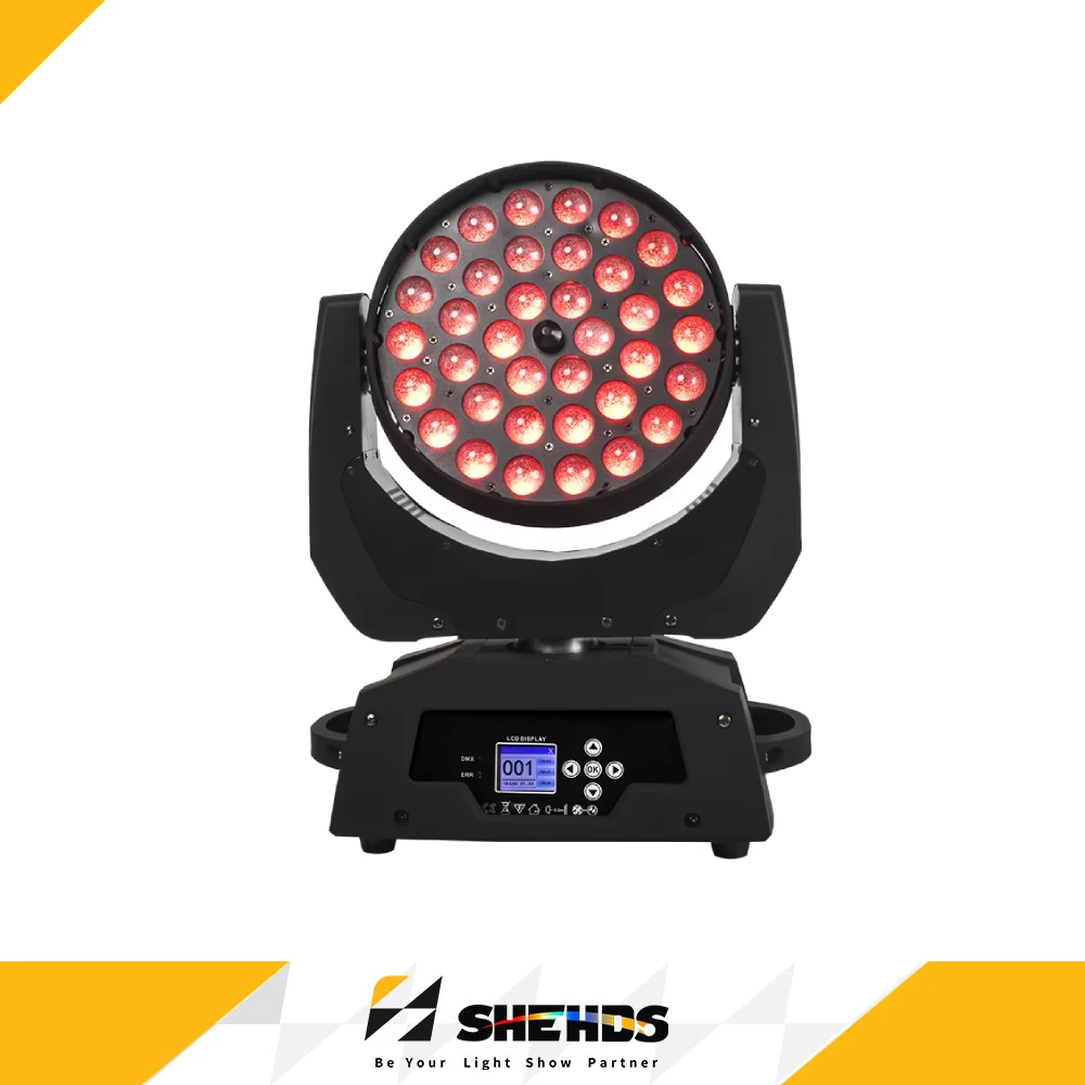 SHEHDS LED Wash Zoom 36x18W RGBWA+UV Moving Head Lighting DMX Controller for Disco Music Dance Party Show Stage Wedding