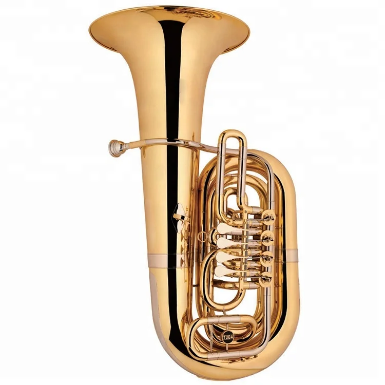 

Hooqu Professional 4 Key C Tone Tuba Brass Body Cupronickel Slide Wind Instrument