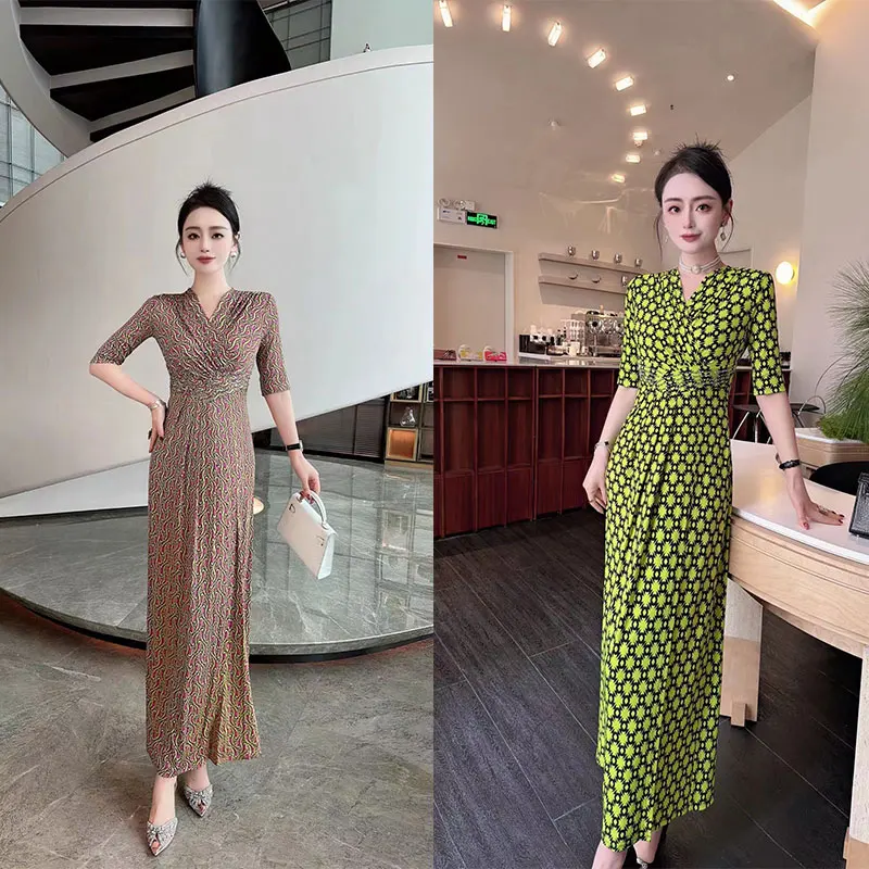 Fashionable and elegant printed design dress with exclusive style, noble and slimming women's clothing, high-qualit #118 C2-43